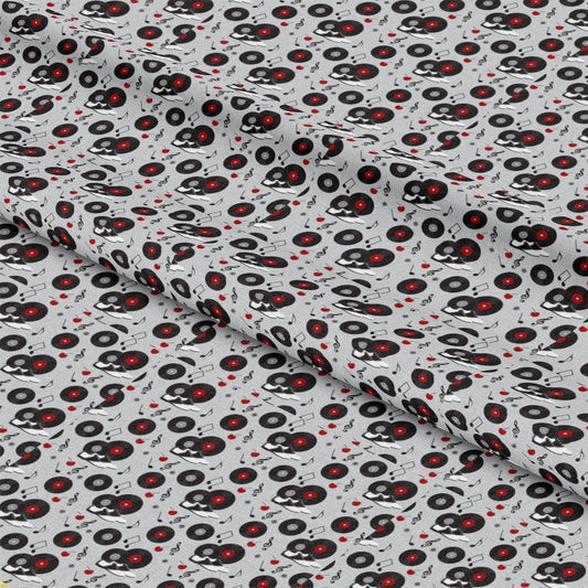 50s Black and Red Diner Pattern 15 Quilting Cotton Fabric