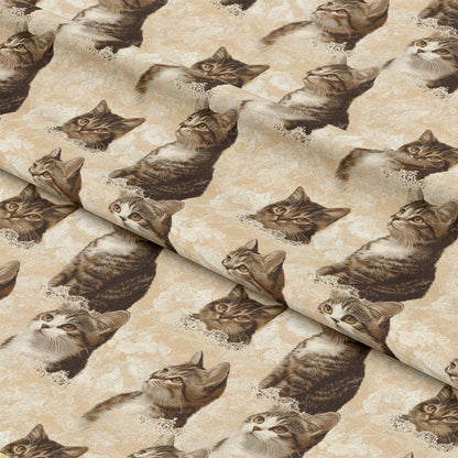 Vintage Cats With Lace Pattern 9 Quilting Cotton Fabric