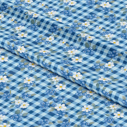 Berries with Flowers Gingham Pattern 11 Quilting Cotton Fabric