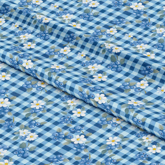 Berries with Flowers Gingham Pattern 11 Quilting Cotton Fabric