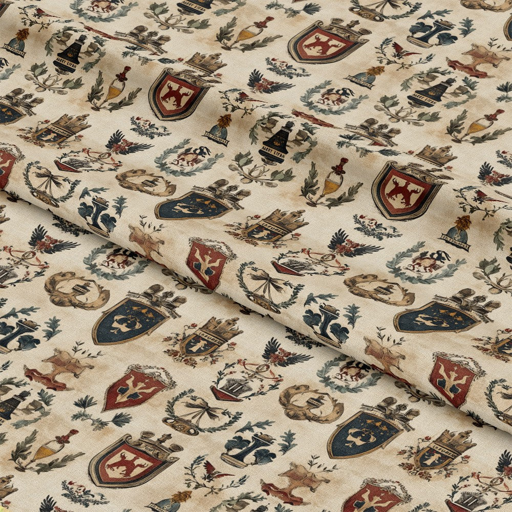 Rustic German Banners and Shields Pattern 7 Quilting Cotton Fabric