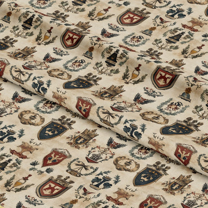 Rustic German Banners and Shields Pattern 7 Quilting Cotton Fabric