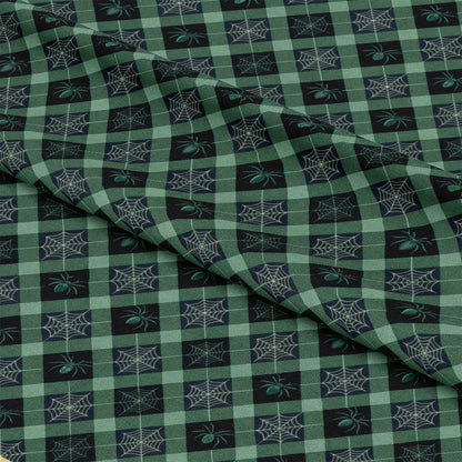Halloween Gingham and Stripes Pattern 1 Quilting Cotton Fabric