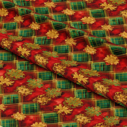 Red Green Gold Christmas Pattern 15 Quilting Cotton Fabric