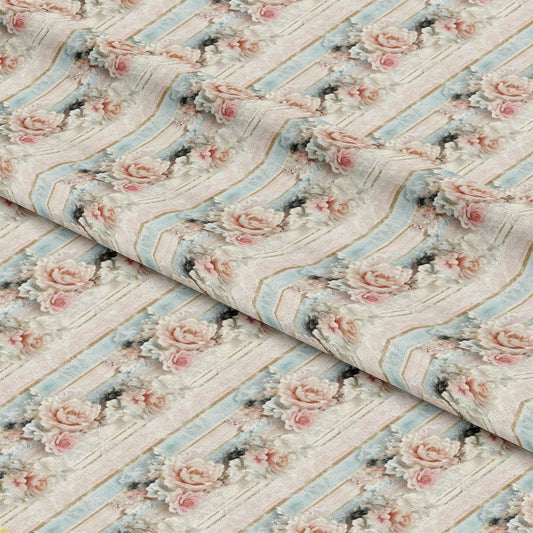 Floral Stripes Pattern 3 Quilting Cotton Fabric