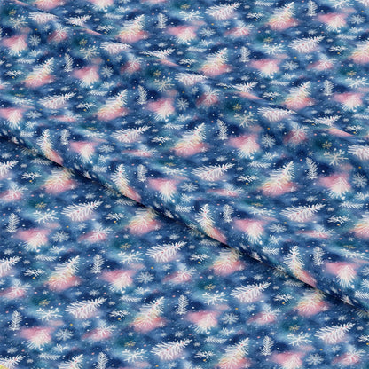 Watercolor Blue Christmas Pattern 5 Quilting Cotton Fabric