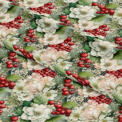 Christmas Florals Pattern 11 Quilting Cotton Fabric