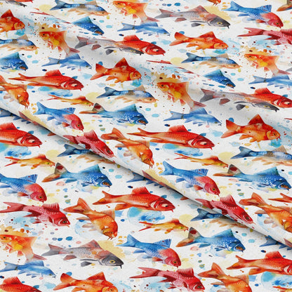 Watercolor Fish Pattern 17 Quilting Cotton Fabric