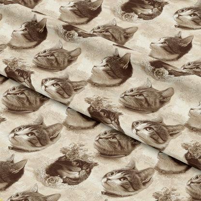 Vintage Cats With Lace Pattern 10 Quilting Cotton Fabric