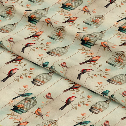 Vintage Birdcages Pattern 2 Quilting Cotton Fabric