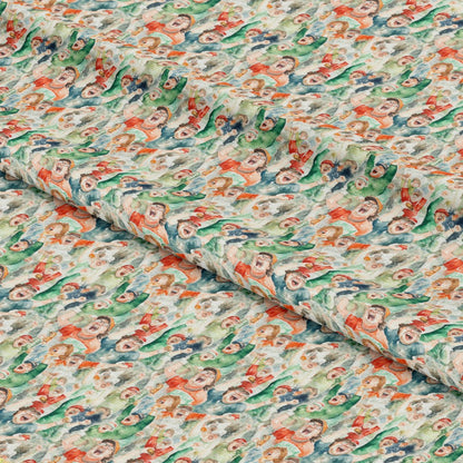 Watercolor Football Pattern 7 Quilting Cotton Fabric