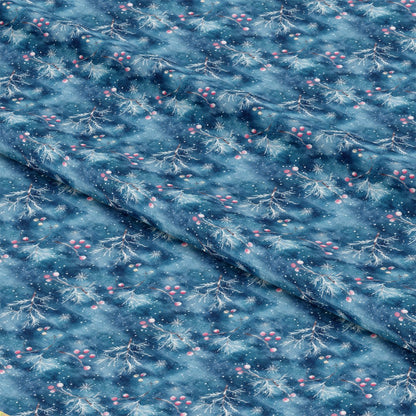 Watercolor Blue Christmas Pattern 6 Quilting Cotton Fabric
