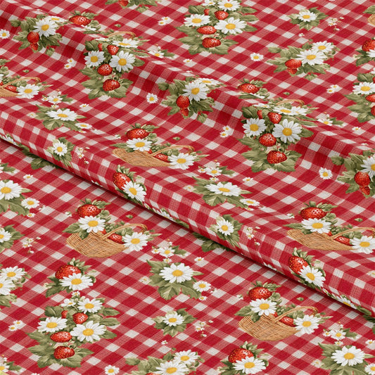 Strawberry Gingham Picnic Pattern 8 Quilting Cotton Fabric