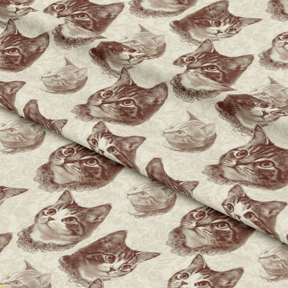 Vintage Cats With Lace Pattern 12 Quilting Cotton Fabric