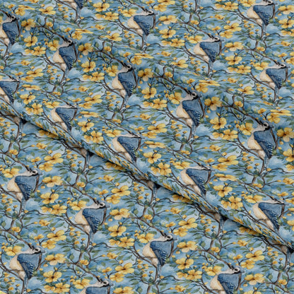 Blue Jay Florals Pattern 4 Quilting Cotton Fabric