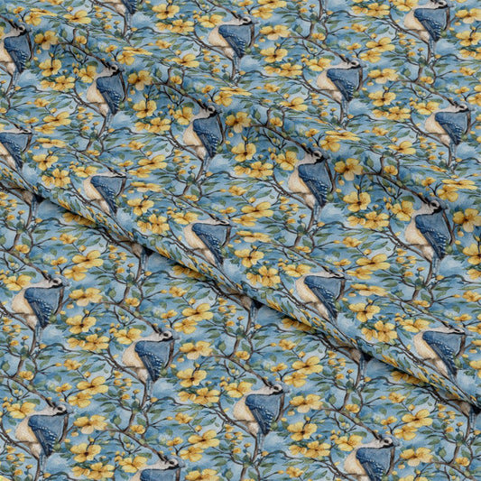Blue Jay Florals Pattern 4 Quilting Cotton Fabric