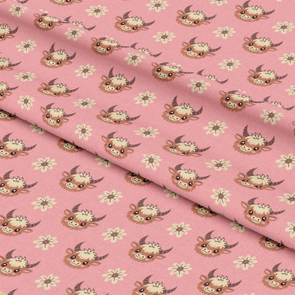 Cute Baby Highland Cows Pattern 7 Quilting Cotton Fabric