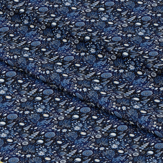 Delft Blue Winter Pattern 5 Quilting Cotton Fabric