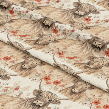 Highland Cows on the Farm Pattern 11 Quilting Cotton Fabric