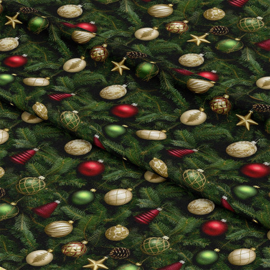 Realistic Christmas Ornaments Pattern 2 Quilting Cotton Fabric