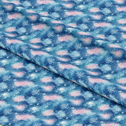 Watercolor Blue Christmas Pattern 1 Quilting Cotton Fabric