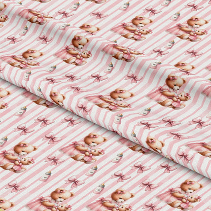 Pink Baby Teddy Bears Pattern 1 Quilting Cotton Fabric