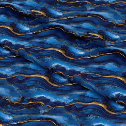 Royal Blue and Gold Agate Pattern 2 Quilting Cotton Fabric