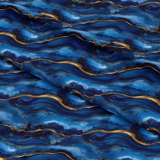 Royal Blue and Gold Agate Pattern 2 Quilting Cotton Fabric