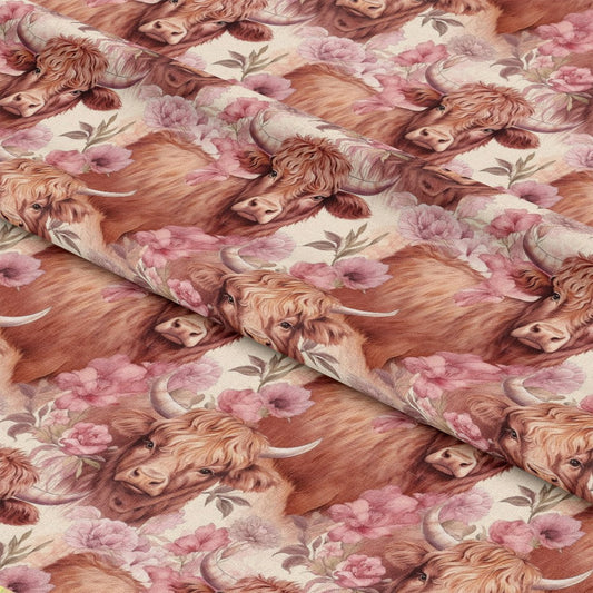 Pretty Highland Cows Pattern 4 Quilting Cotton Fabric