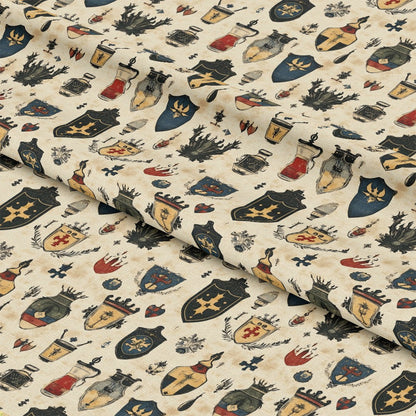Rustic German Banners and Shields Pattern 11 Quilting Cotton Fabric