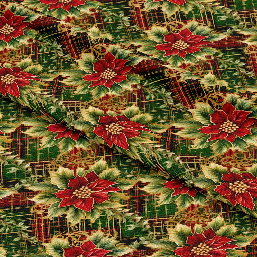 Red Green Gold Christmas Pattern 12 Quilting Cotton Fabric