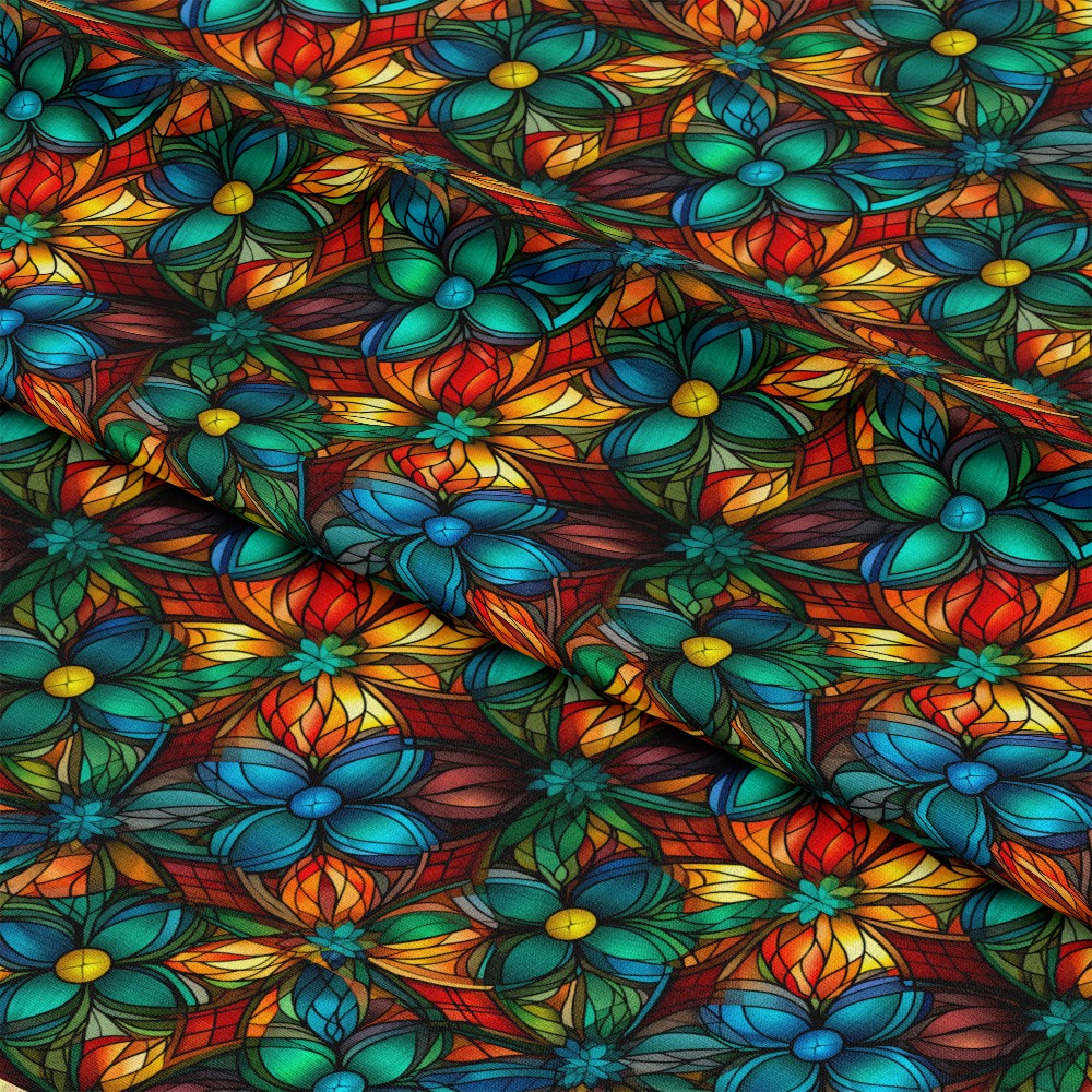 Stained Glass Christmas Pattern 23 Quilting Cotton Fabric