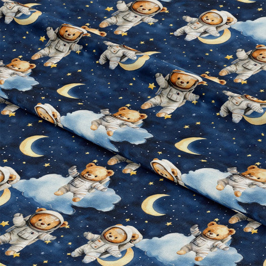 Blue Teddy Bear Baby Boy Pattern 2 Quilting Cotton Fabric