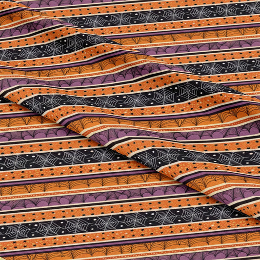 Halloween Gingham and Stripes Pattern 4 Quilting Cotton Fabric
