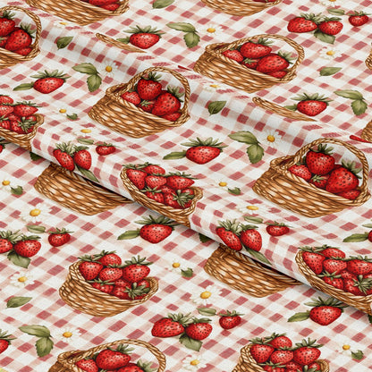 Strawberry Gingham Picnic Pattern 13 Quilting Cotton Fabric