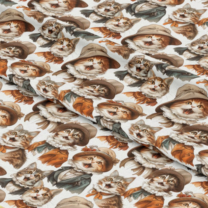 Victorian Cats Pattern 6 Quilting Cotton Fabric
