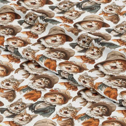 Victorian Cats Pattern 6 Quilting Cotton Fabric