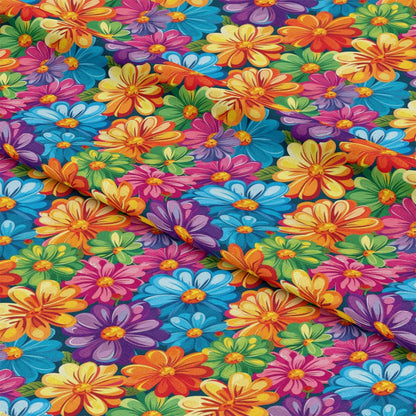 Rainbow Hippie Flowers Pattern 9 Quilting Cotton Fabric