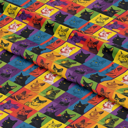 Cat Patchwork Pattern 10 Quilting Cotton Fabric