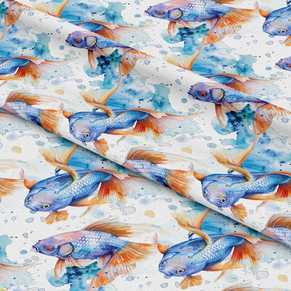Watercolor Fish Pattern 2 Quilting Cotton Fabric