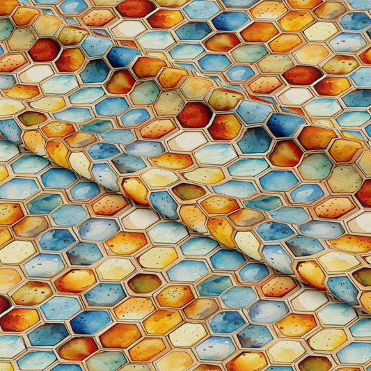 Watercolor Honeycomb Pattern 2 Quilting Cotton Fabric