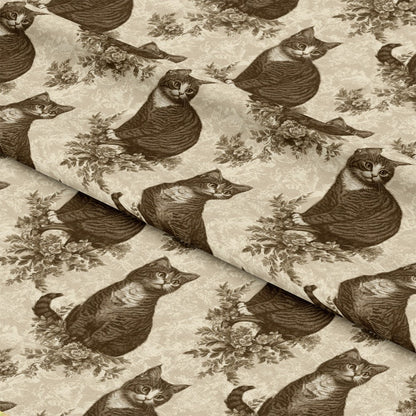 Vintage Cats With Lace Pattern 5 Quilting Cotton Fabric