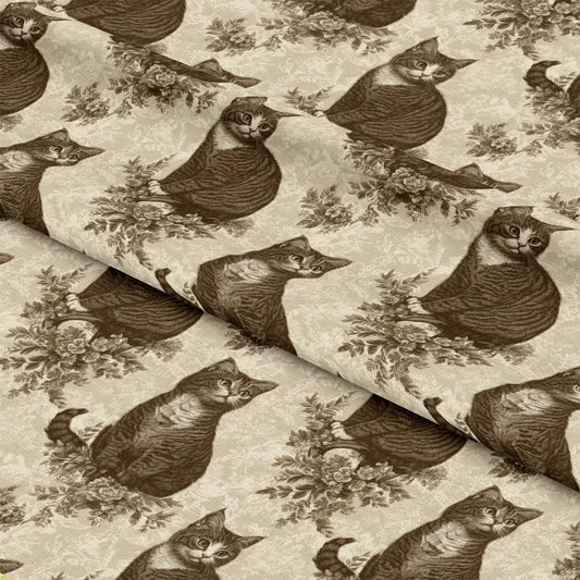 Vintage Cats With Lace Pattern 5 Quilting Cotton Fabric