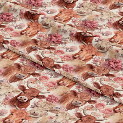 Pretty Highland Cows Pattern 13 Quilting Cotton Fabric
