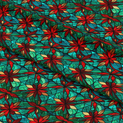 Stained Glass Christmas Pattern 6 Quilting Cotton Fabric