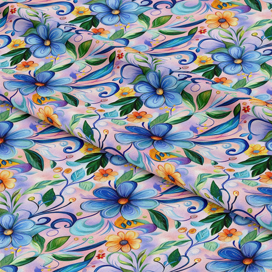 Vibrant Abstract Floral Art Pattern 5 Quilting Cotton Fabric