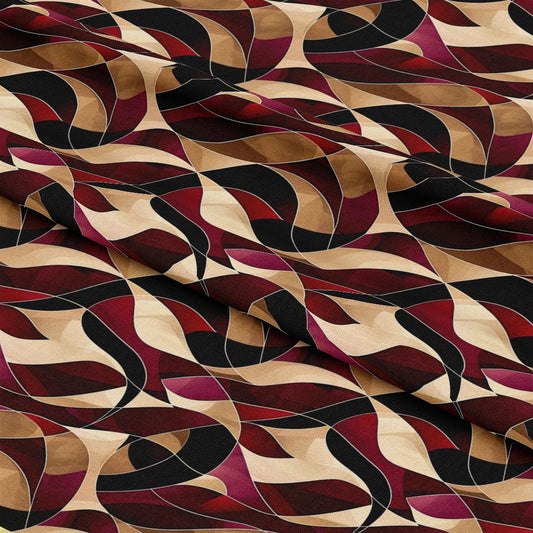 Burgundy Abstract Pattern 17 Quilting Cotton Fabric