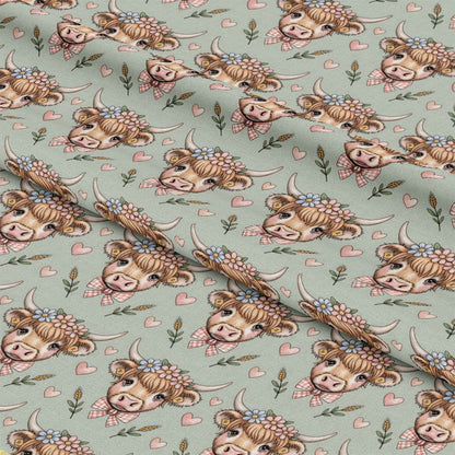 Highland Cow Heads Pattern 13 Quilting Cotton Fabric