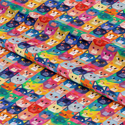 Cat Patchwork Pattern 4 Quilting Cotton Fabric