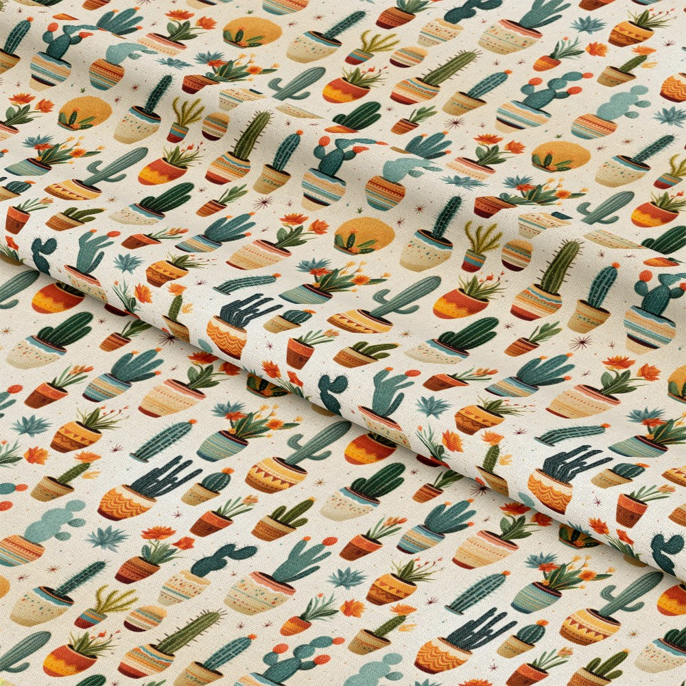 Retro Cactus Pattern 2 Quilting Cotton Fabric